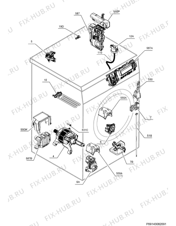 Схема №2 L87404FL с изображением Блок управления для стиральной машины Aeg 973914531606015
